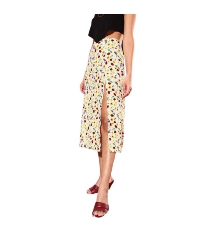 Generic Women's Polyester Floral Side Zip Skirt (Multicolor)
