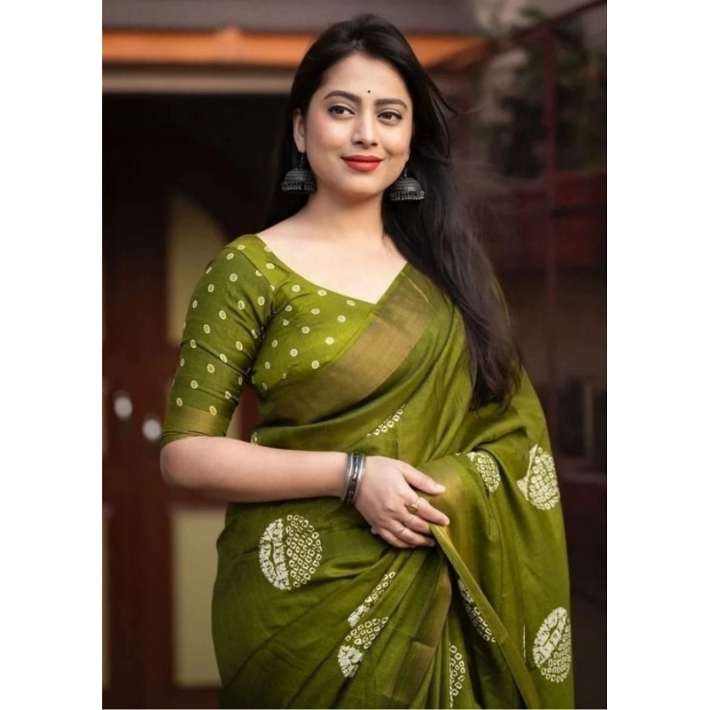 Generic Women's Cotton Silk Printed Saree With Unstitched Blouse 5.5Mtr (Green) Generic Women's Cotton Silk Printed Saree With Unstitched Blouse 5.5Mtr (Green)