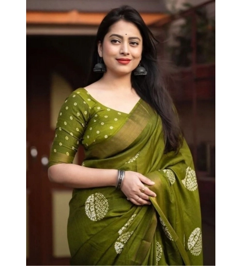 Generic Women's Cotton Silk Printed Saree With Unstitched Blouse 5.5Mtr (Green) Generic Women's Cotton Silk Printed Saree With Unstitched Blouse 5.5Mtr (Green)