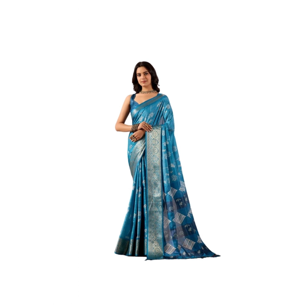 Generic Women's Faux_Banarasi_Silk Woven Saree With Unstitched Blouse 5.5Mtr (Turquoise)