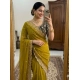 Generic Women's Star Georgette Embroidered Saree With Unstitched Blouse 5.5Mtr (Mustard Yellow)