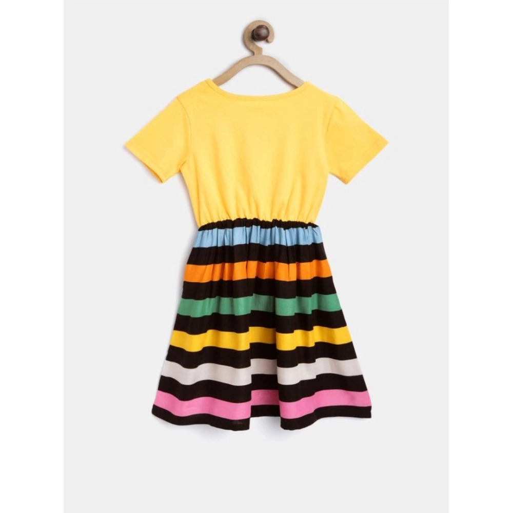 Generic Girl's Cotton Striped Short Sleeve Dress (Multicolor) Generic Girl's Cotton Striped Short Sleeve Dress (Multicolor)