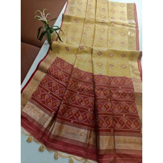 Generic Women's Raw Silk Ikkat Saree With Unstitched Blouse 5.5Mtr (Beige) Generic Women's Raw Silk Ikkat Saree With Unstitched Blouse 5.5Mtr (Beige)