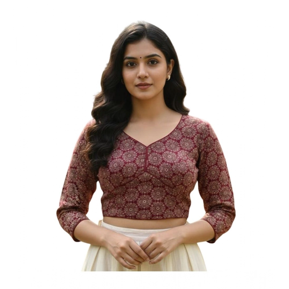 Generic Women's Ajrakh Cotton Halter Neck Padded Blouse (Maroon, 38 Ready Size (Self-Alterable 36–40) Generic Women's Ajrakh Cotton Halter Neck Padded Blouse (Maroon, 38 Ready Size (Self-Alterable 36–40)