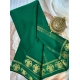 Generic Women's Crepe Chit Pallu Solid Saree With Unstitched Blouse 5.5Mtr (Green)