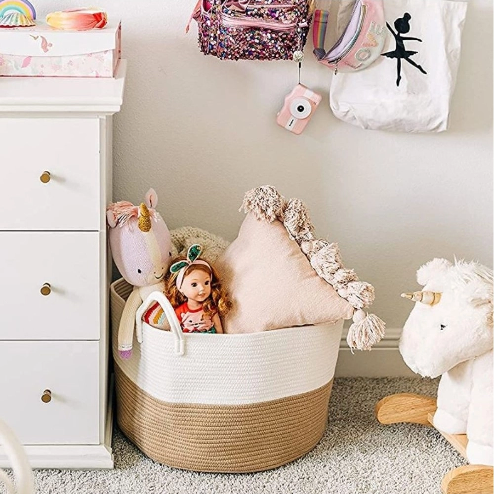 Generic Cotton Pack Of_1 12x14 Inch Laundry Storage Basket For Clothes (Beige-White) Generic Cotton Pack Of_1 12x14 Inch Laundry Storage Basket For Clothes (Beige-White)