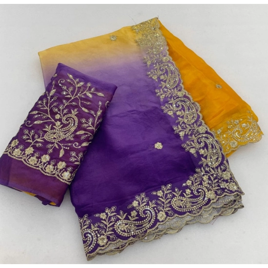 Generic Women's Satin Embellished Saree With Unstitched Blouse 5.5Mtr (Multicolor) Generic Women's Satin Embellished Saree With Unstitched Blouse 5.5Mtr (Multicolor)
