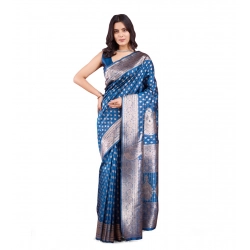Generic Women's Banarasi Silk Printed Saree With Unstitched Blouse 5.5Mtr (Pinch)
