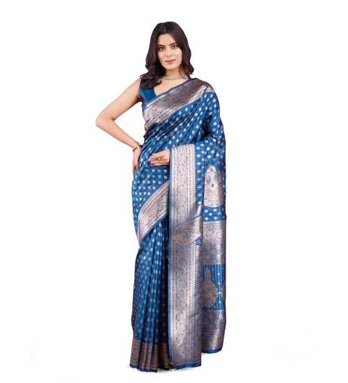 Generic Women's Banarasi Silk Printed Saree With Unstitched Blouse 5.5Mtr (Pinch)