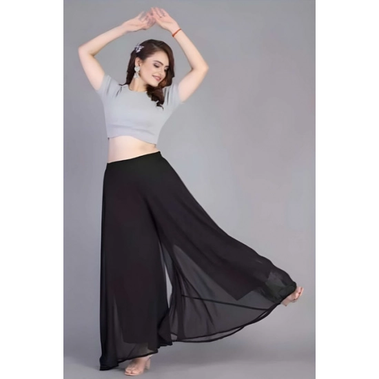 Generic Women's Pack of 2 Georgette Solid High Rise Wide Leg Flared Palazzos with Elastic Waist (Black) Generic Women's Pack of 2 Georgette Solid High Rise Wide Leg Flared Palazzos with Elastic Waist (Black)