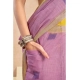 Generic Women's Linen Cotton Printed Ready To Wear Saree With Unstitched Blouse 5.5 Mtr (Lavender)