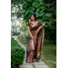 Generic Women's Faux_Banarasi Lining Pattern Saree With Unstitched Blouse 5.5Mtr (Light_Brown)