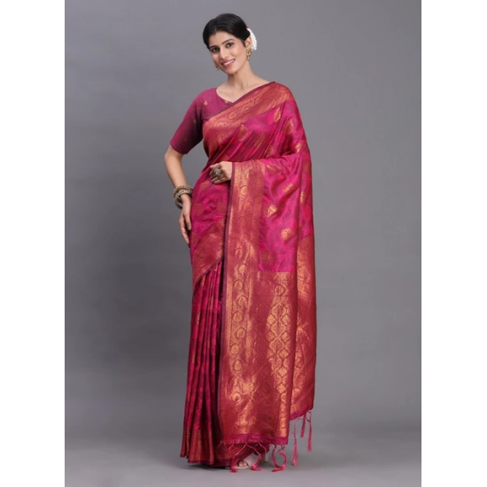 Generic Women's Silk Printed Saree With Unstitched Blouse 5.5Mtr (Magenta) Generic Women's Silk Printed Saree With Unstitched Blouse 5.5Mtr (Magenta)