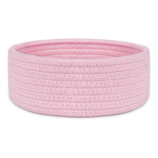 Generic Cotton 8x3 Inch Round 1 Pcs Bedside Organizer With Out Lid (Pink)
