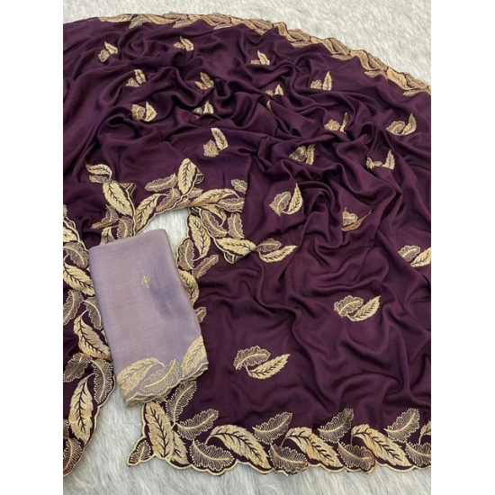 Generic Women's Chiffon Embroidered Saree With Unstitched Blouse 5.5Mtr (Magenta) Generic Women's Chiffon Embroidered Saree With Unstitched Blouse 5.5Mtr (Magenta)