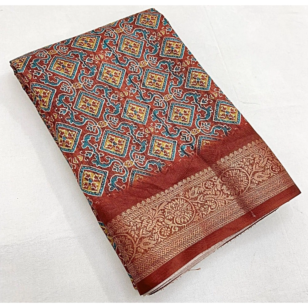 Generic Women's Cotton Blend Printed Saree With Unstitched Blouse 5.5Mtr (Multicolor) Generic Women's Cotton Blend Printed Saree With Unstitched Blouse 5.5Mtr (Multicolor)