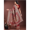 Generic Women's Silk Printed Saree With Unstitched Blouse 5.5Mtr (Maroon)