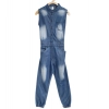 Generic Girl's Denim Embellished Sleeveless Jumpsuit (Blue) Generic Girl's Denim Embellished Sleeveless Jumpsuit (Blue)