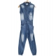 Generic Girl's Denim Embellished Sleeveless Jumpsuit (Blue)