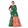 Generic Women's Soft Lichi Silk Printed Saree With Unstitched Blouse 5.5Mtr (Green)