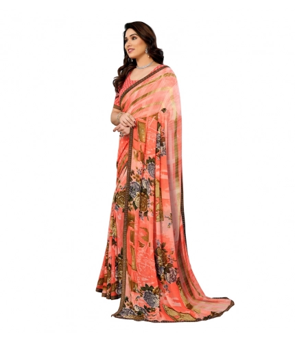 Generic Women's Georgette Printed Saree With Unstitched Blouse 5.5Mtr (Orange) Generic Women's Georgette Printed Saree With Unstitched Blouse 5.5Mtr (Orange)