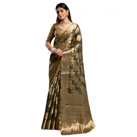 Generic Women's Organza Woven Saree With Unstitched Blouse 5.5Mtr (Grey) Generic Women's Organza Woven Saree With Unstitched Blouse 5.5Mtr (Grey)