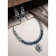 Generic Women's Brass Silver Plated Necklace set (Blue) Generic Women's Brass Silver Plated Necklace set (Blue)