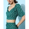 Generic Women's Polyester Floral Short Sleeve Co-Ord Set (Green)