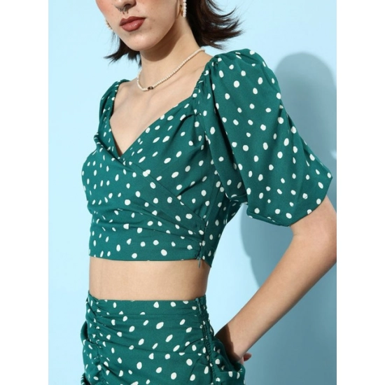 Generic Women's Polyester Floral Short Sleeve Co-Ord Set (Green) Generic Women's Polyester Floral Short Sleeve Co-Ord Set (Green)