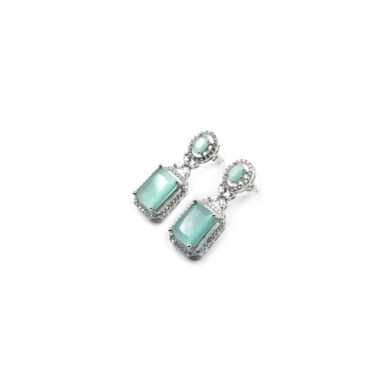 Generic Women's Brass Silver Plated Drop Earrings (Turquoise) Generic Women's Brass Silver Plated Drop Earrings (Turquoise)