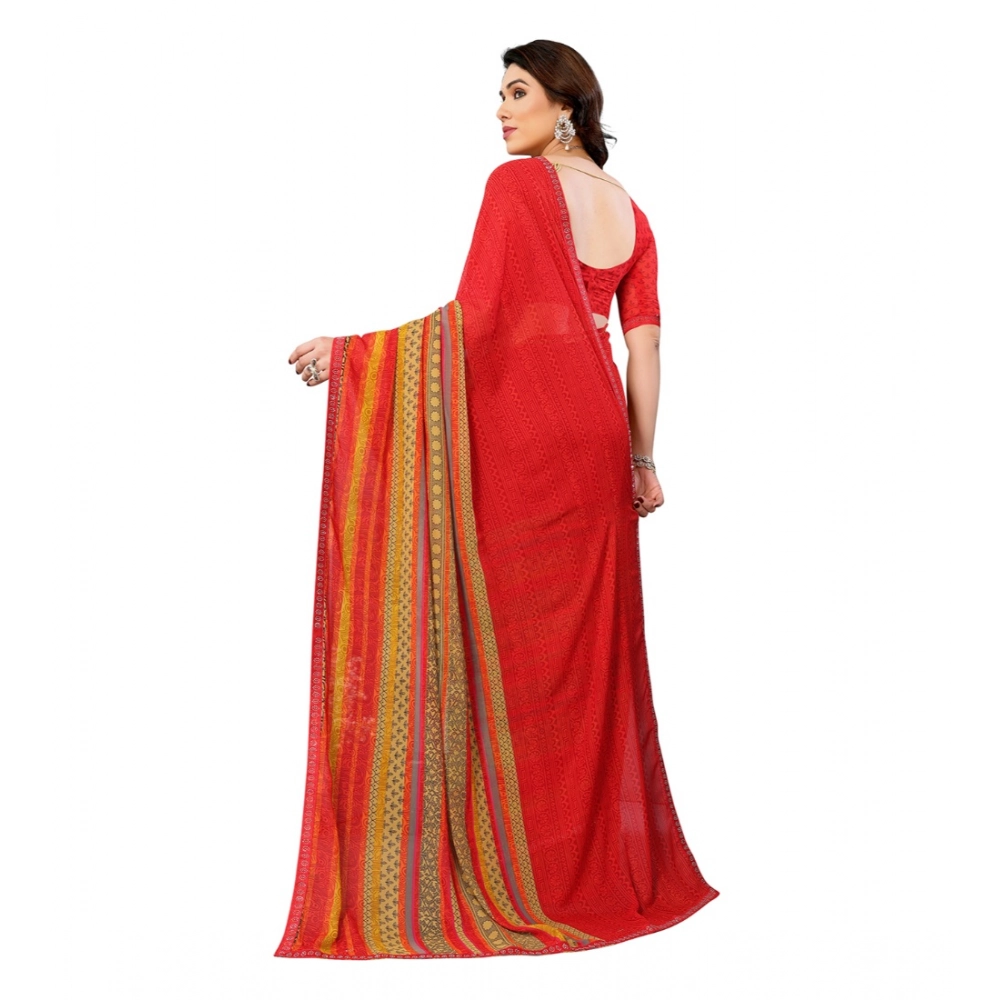 Generic Women's Georgette Printed Saree With Unstitched Blouse 5.5Mtr (Red) Generic Women's Georgette Printed Saree With Unstitched Blouse 5.5Mtr (Red)