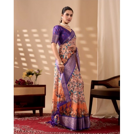 Generic Women's Faux_Silk Printed Saree With Unstitched Blouse 5.5Mtr (Orange) Generic Women's Faux_Silk Printed Saree With Unstitched Blouse 5.5Mtr (Orange)