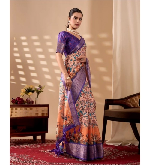 Generic Women's Faux_Silk Printed Saree With Unstitched Blouse 5.5Mtr (Orange) Generic Women's Faux_Silk Printed Saree With Unstitched Blouse 5.5Mtr (Orange)