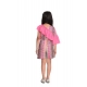 Generic Girl's Cotton &amp; Polyester Printed 3/4th Sleeves Dress (Pink)