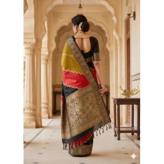 Generic Women's Dola Silk Embellished Saree With Unstitched Blouse 5.5Mtr (Multicolor) Generic Women's Dola Silk Embellished Saree With Unstitched Blouse 5.5Mtr (Multicolor)