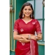 Generic Women's Faux Shimmer Floral Embroidery Ready to wear Saree With Unstitched Blouse 5.5Mtr (Red) Generic Women's Faux Shimmer Floral Embroidery Ready to wear Saree With Unstitched Blouse 5.5Mtr (Red)
