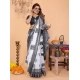 Generic Women's Linen Cotton Printed Saree With Unstitched Blouse 5.5Mtr (White-Black) Generic Women's Linen Cotton Printed Saree With Unstitched Blouse 5.5Mtr (White-Black)