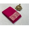 Generic Women's Crepe Chit Pallu Solid Saree With Unstitched Blouse 5.5Mtr (Pink)