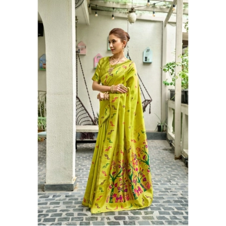 Generic Women's Silk Blend Woven Saree With Unstitched Blouse 5.5 Mtr (Lime) Generic Women's Silk Blend Woven Saree With Unstitched Blouse 5.5 Mtr (Lime)
