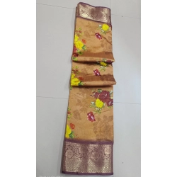 Generic Women's Digital Dolla Silk Printed Saree With Unstitched Blouse 5.5Mtr (Mustard)