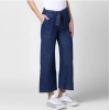 Generic Women's Denim Solid Elasticated Trousers (Blue)