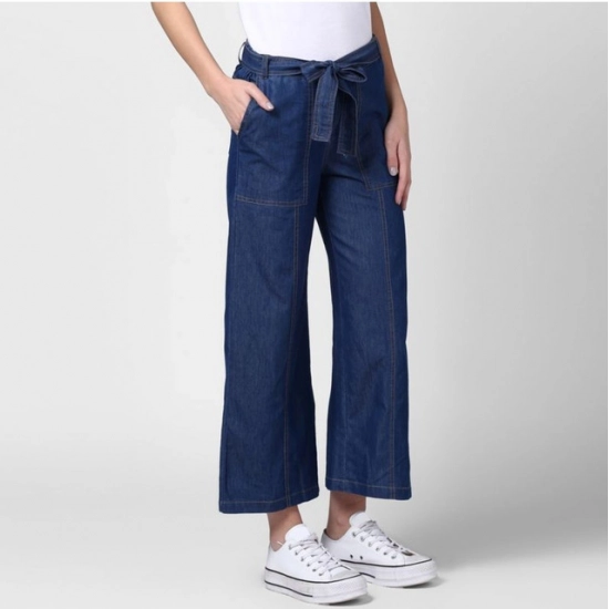 Generic Women's Denim Solid Elasticated Trousers (Blue) Generic Women's Denim Solid Elasticated Trousers (Blue)