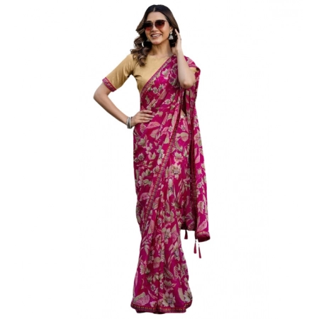 Generic Women's Georgette Floral Printed Saree With Unstitched Blouse 5.5Mtr (Magenta) Generic Women's Georgette Floral Printed Saree With Unstitched Blouse 5.5Mtr (Magenta)