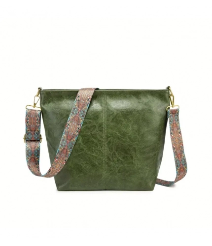 Generic Women's PU Leather Zipper Handbag (Green)