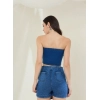 Generic Women's Denim Lycra Solid Sleeveless Top (Blue)