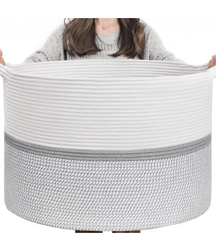 Generic Cotton Dori 16x14 Inch Storage Basket For Clothes With Out Lid (White-Gray-White) Generic Cotton Dori 16x14 Inch Storage Basket For Clothes With Out Lid (White-Gray-White)