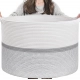 Generic Cotton Dori 16x14 Inch Storage Basket For Clothes With Out Lid (White-Gray-White) Generic Cotton Dori 16x14 Inch Storage Basket For Clothes With Out Lid (White-Gray-White)