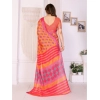 Generic Women's Linen Cotton  Printed Saree With Unstitched Blouse 5.5Mtr (Orange )