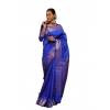 Generic Women's Soft Lichi Silk Printed Saree With Unstitched Blouse 5.5Mtr (Blue)