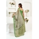 Generic Women's Linen Cotton Printed Ready To Wear Saree With Unstitched Blouse 5.5 Mtr (Light_Green)